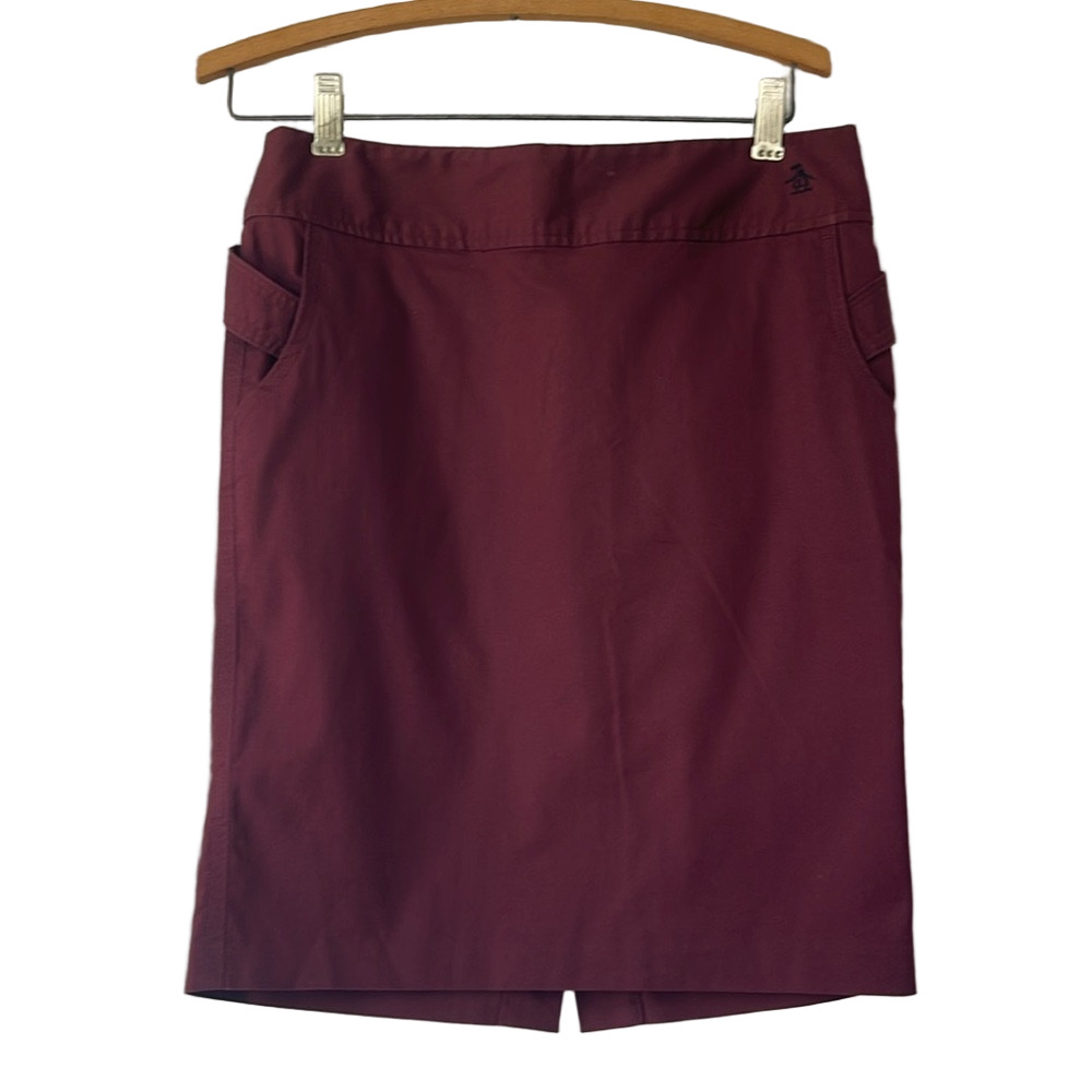 Penguin cotton stretch pencil skirt with embroidered logo